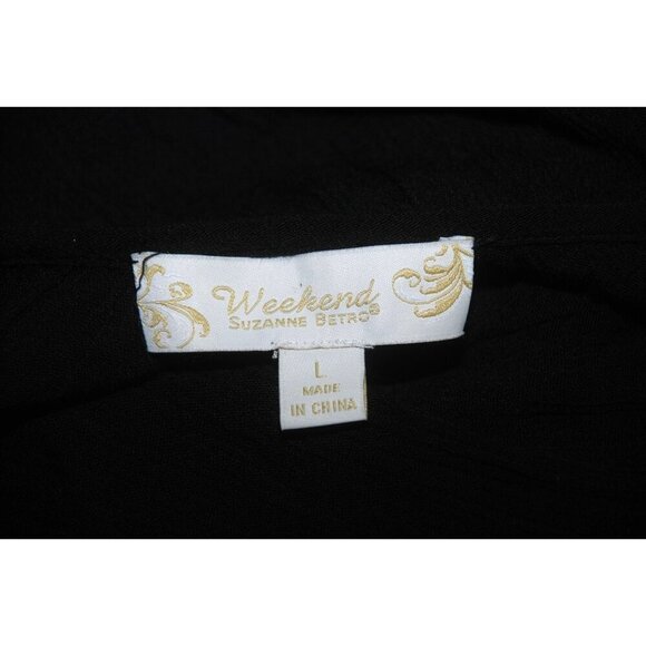 Weekend Suzanne Betro Ladies Tunic Top Blouse Size L Black Red Embroidered - Picture 10 of 11